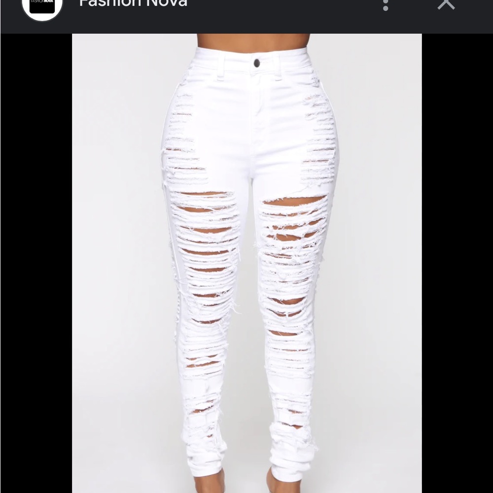 White ripped jeans